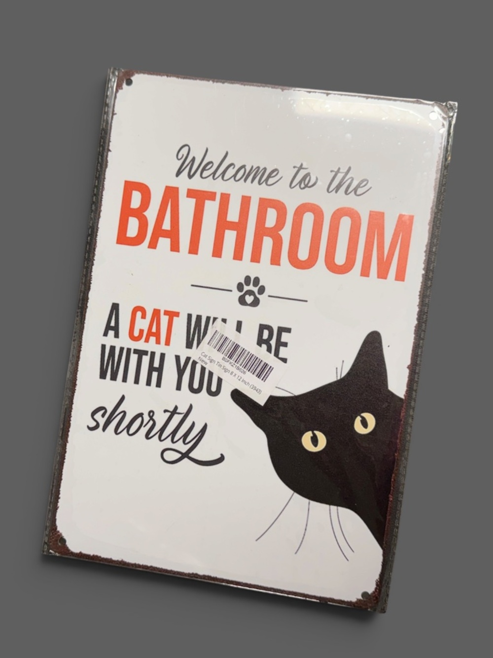 Funny Cat Bathroom Metal Tin Sign 8x12 NWT Cat Lover Wall Decor Gift - Picture 4 of 4